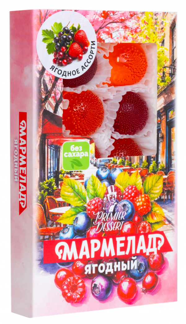 №2 Мармелад Премиум Десерт ЯГОДНЫЙ (клюква, смородина,клубника) 200г в Феодосии